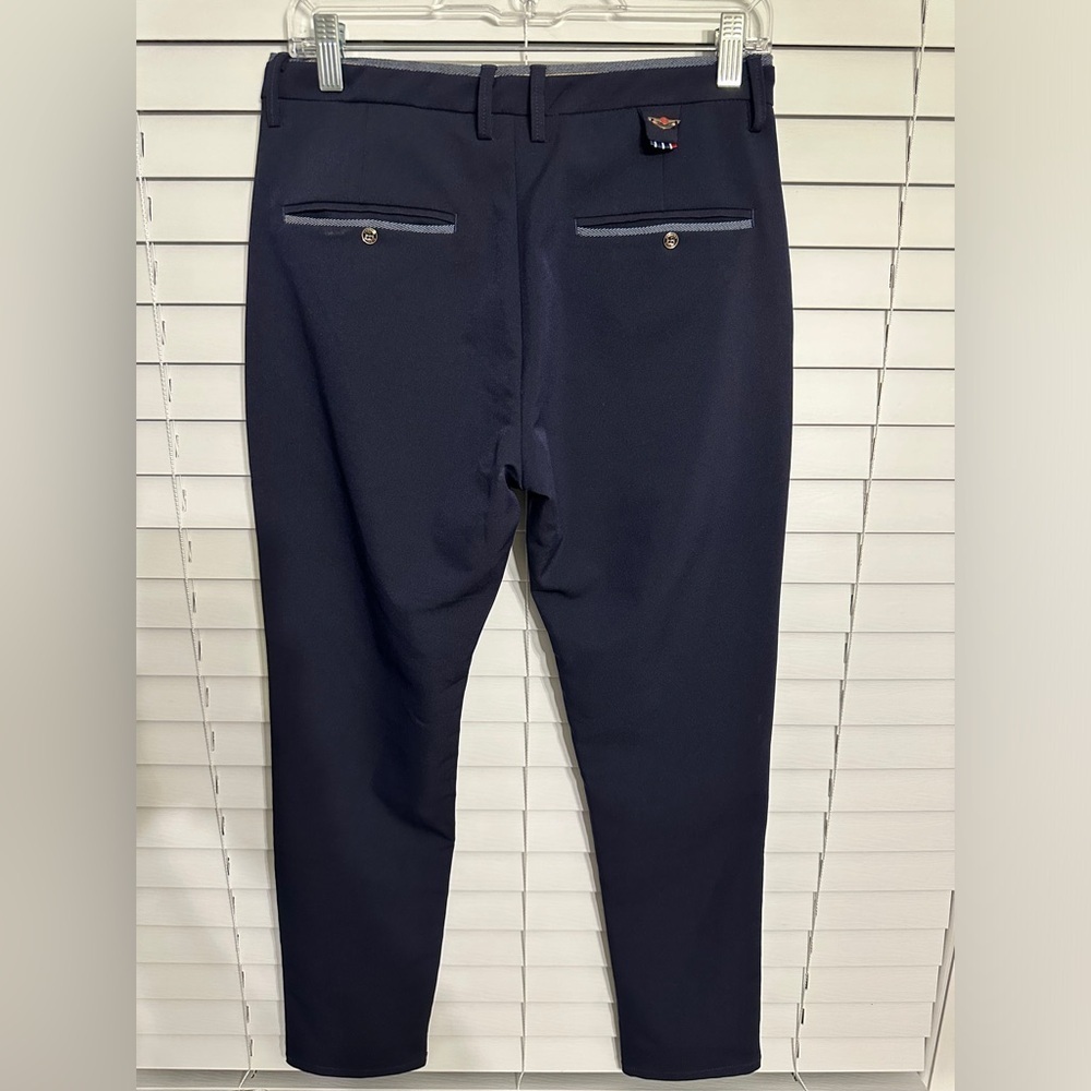 🛍️Plaid & Plain Navy blue stretch pants with pockets Size 28W X 28L excellent